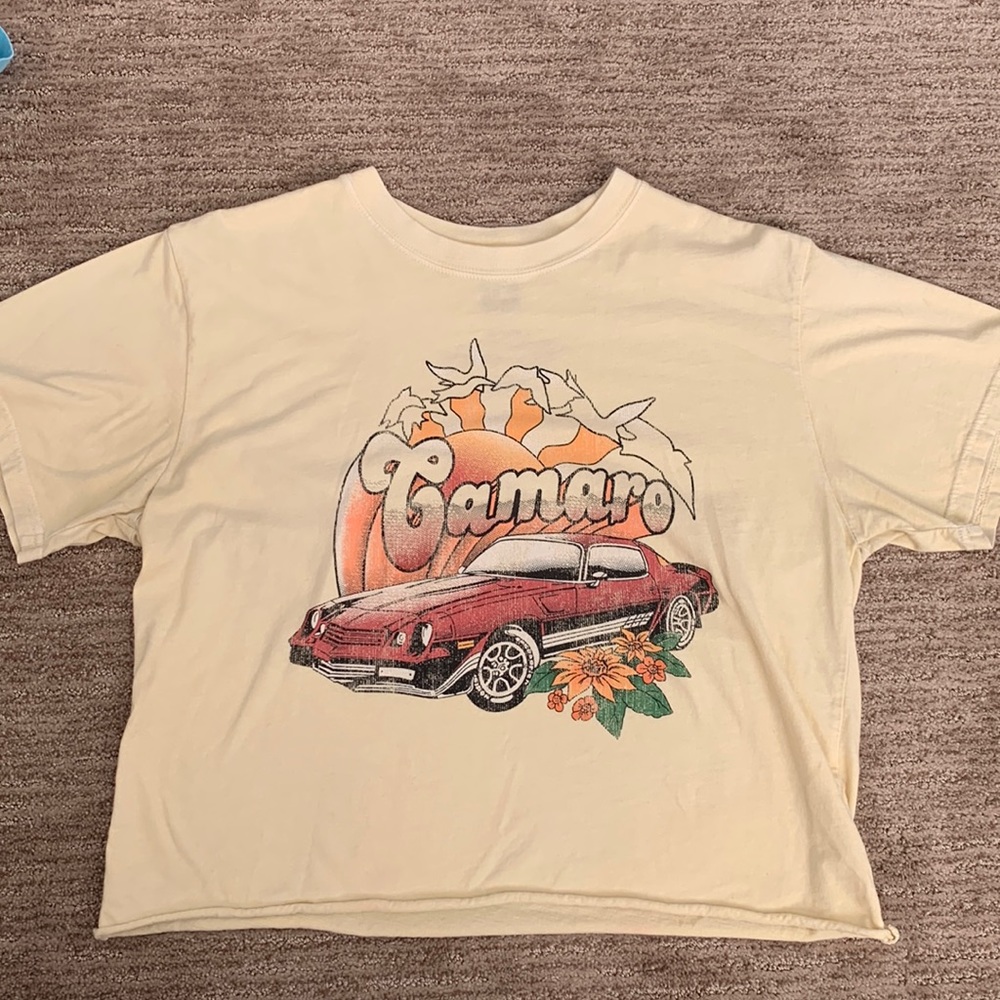 Cropped yellow Camaro shirt
